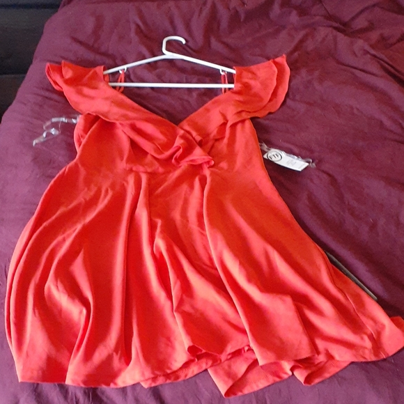Red Ruffle Tank Flare Dress - Picture 2 of 3